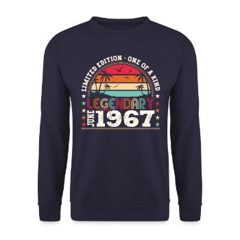 Légende Juin 1967 55ème Anniversaire Cadeau Hommes - Sweat-shirt Unisexe - marine - Devant - Alina (178cm) & Michal (187cm)