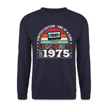 Legendary 1975 47th Birthday Gift Men - Fun - Unisex Sweatshirt - navy - Front - Alina (178cm) & Michal (187cm)