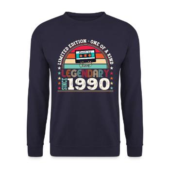Legendary 1990 32nd Birthday Gift Men - Fun - Unisex Sweatshirt - navy - Front - Alina (178cm) & Michal (187cm)