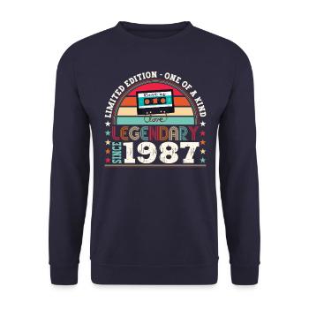 Legendary 1987 35th Birthday Gift Men - Fun - Unisex Sweatshirt - navy - Front - Alina (178cm) & Michal (187cm)