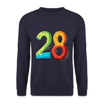 28 Zahl Comic - Unisex Pullover - Navy - Vorne - Alina (178cm) & Michal (187cm)