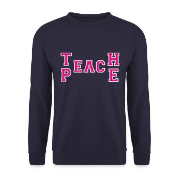 teach peace - Unisex Pullover - Navy - Vorne - Alina (178cm) & Michal (187cm)