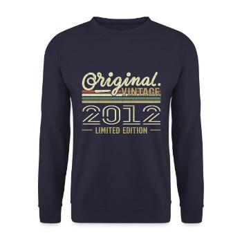 2012 Anniversaire Rétro 2012 Original 2012 Vintage - Sweat-shirt Unisexe - marine - Devant - Alina (178cm) & Michal (187cm)