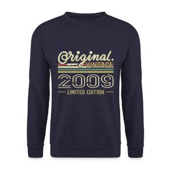 2009 Retro Birthday 2009 Original 2009 Vintage - Unisex Sweatshirt - navy - Front - Alina (178cm) & Michal (187cm)
