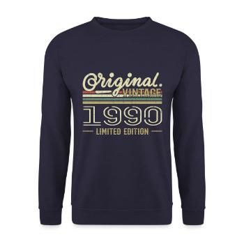 1990 Retro Jubiläum 1990 Original 1990 Jahrgang - Unisex Pullover - Navy - Vorne - Alina (178cm) & Michal (187cm)