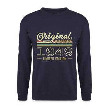 1948 Anniversaire Rétro 1948 Original 1948 Vintage - Sweat-shirt Unisexe - marine - Devant - Alina (178cm) & Michal (187cm)