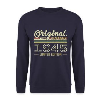 1945 Retro Anniversary 1945 Original 1945 Vintage - Unisex Sweatshirt - navy - Front - Alina (178cm) & Michal (187cm)