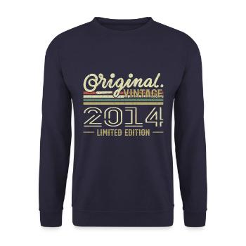 2014 Anniversaire Rétro 2014 Original 2014 Vintage - Sweat-shirt Unisexe - marine - Devant - Alina (178cm) & Michal (187cm)