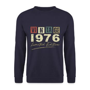 Jahrgang 1976 Original 1976 Jubiläumsgeschenk - Unisex Pullover - Navy - Vorne - Alina (178cm) & Michal (187cm)