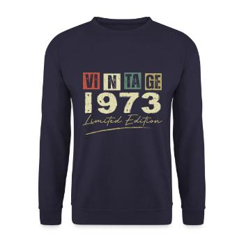 Vintage 1973 Original 1973 Anniversary Gift - Unisex Sweatshirt - navy - Front - Alina (178cm) & Michal (187cm)