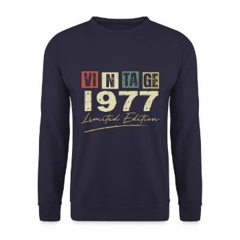 Vintage 1977 Original 1977 Anniversary Gift - Unisex Sweatshirt - navy - Front - Alina (178cm) & Michal (187cm)