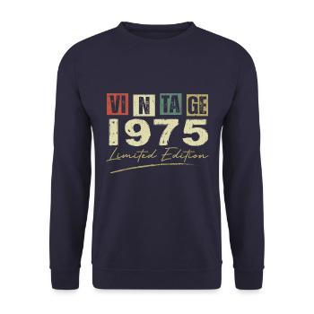 Jahrgang 1975 Original 1975 Jubiläumsgeschenk - Unisex Pullover - Navy - Vorne - Alina (178cm) & Michal (187cm)