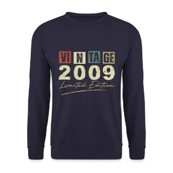 Jahrgang 2009 Original Geburtstagsgeschenk 2009 - Unisex Pullover - Navy - Vorne - Alina (178cm) & Michal (187cm)