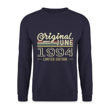 Juni 1994 Geburtstag Juni 1994 - geboren im Juni 1994 - Unisex Pullover - Navy - Vorne - Alina (178cm) & Michal (187cm)