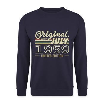 Juli 1959 Original Geburtstagsgeschenk 1959 - Unisex Pullover - Navy - Vorne - Alina (178cm) & Michal (187cm)