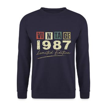 Vintage 1987 Original 1987 Anniversary Gift - Unisex Sweatshirt - navy - Front - Alina (178cm) & Michal (187cm)