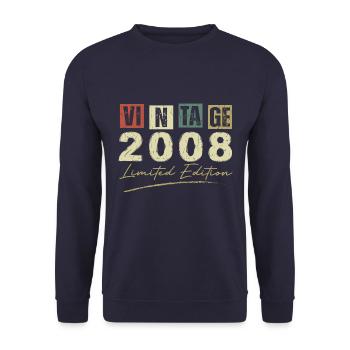 Jahrgang 2008 Original 2008 Jubiläumsgeschenk - Unisex Pullover - Navy - Vorne - Alina (178cm) & Michal (187cm)