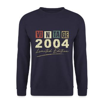 Vintage 2004 Original Cadeau Anniversaire 2004 - Sweat-shirt Unisexe - marine - Devant - Alina (178cm) & Michal (187cm)