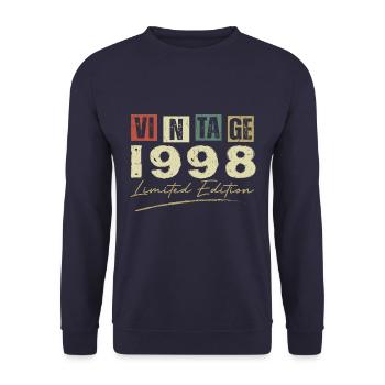 Vintage 1998 Original 1998 Anniversary Gift - Unisex Sweatshirt - navy - Front - Alina (178cm) & Michal (187cm)
