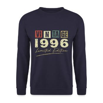 Vintage 1996 Original 1996 Anniversary Gift - Unisex Sweatshirt - navy - Front - Alina (178cm) & Michal (187cm)