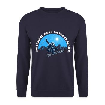 Leaving Work on Friday, Skiing, Slopes, Mountains - Unisex Sweatshirt - navy - Front - Alina (178cm) & Michal (187cm)