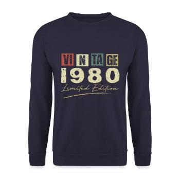 Vintage, 1980er Jahre, Original, Geschenk zum Jubiläum der 1980er Jahre - Unisex Pullover - Navy - Vorne - Alina (178cm) & Michal (187cm)