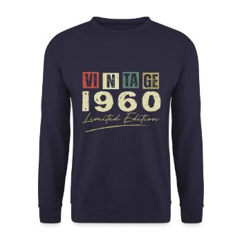 Vintage 1960's Original 1960's Birthday Gift - Unisex Sweatshirt - navy - Front - Alina (178cm) & Michal (187cm)