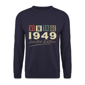 Vintage 1949 Original 1949 Anniversary Gift - Unisex Sweatshirt - navy - Front - Alina (178cm) & Michal (187cm)