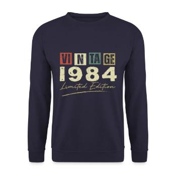 Jahrgang 1984 Original 1984 Jubiläumsgeschenk - Unisex Pullover - Navy - Vorne - Alina (178cm) & Michal (187cm)