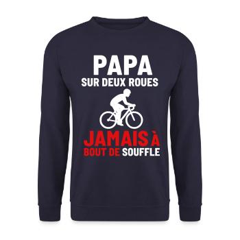 Papa sur deux roues Vélo Cyclisme fête des pères - Sweat-shirt Unisexe - marine - Devant - Alina (178cm) & Michal (187cm)