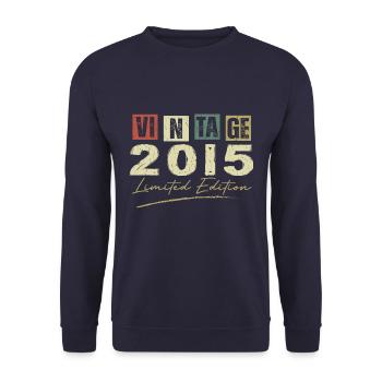 Vintage 2015 Original Cadeau Anniversaire 2015 - Sweat-shirt Unisexe - marine - Devant - Alina (178cm) & Michal (187cm)