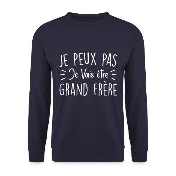 Ich kann nicht, ich werde ein großer Bruder sein - Unisex Pullover - Navy - Vorne - Alina (178cm) & Michal (187cm)