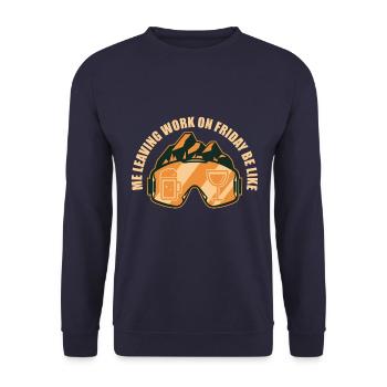 Quitter le travail le vendredi, funshirt, ski, Alpes, neige - Sweat-shirt Unisexe - marine - Devant - Alina (178cm) & Michal (187cm)