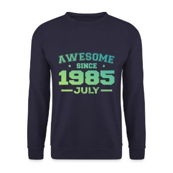 Juli 1985 Geburtstagsfeier Juli 1985 Retro - Unisex Pullover - Navy - Vorne - Alina (178cm) & Michal (187cm)