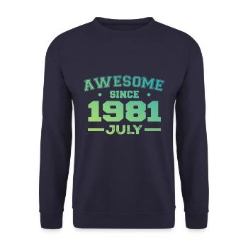 Juillet 1981 Fête Anniversaire Juillet 1981 Rétro - Sweat-shirt Unisexe - marine - Devant - Alina (178cm) & Michal (187cm)