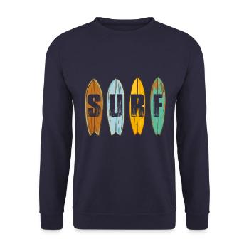 Surfer shirt Surf - Surfen, Surfing, Surfboards - Unisex Pullover - Navy - Vorne - Alina (178cm) & Michal (187cm)