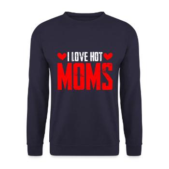 I love hot Moms Heart Hot Moms Funshirt Musthave - Unisex Pullover - Navy - Vorne - Alina (178cm) & Michal (187cm)