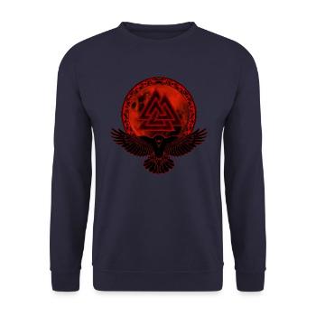 Rabe Valknut Vollmond - Unisex Pullover - Navy - Vorne - Alina (178cm) & Michal (187cm)