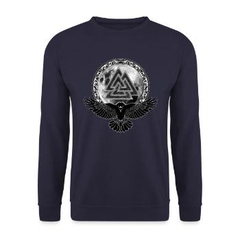 Raven Valknut Full Moon - Unisex Sweatshirt - navy - Front - Alina (178cm) & Michal (187cm)
