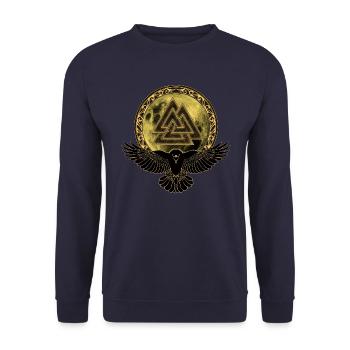 Raven Valknut Full Moon - Unisex Sweatshirt - navy - Front - Alina (178cm) & Michal (187cm)