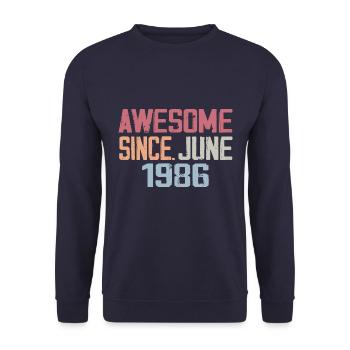 June 1986 June Retro June 1986 Birthday Gift - Unisex Sweatshirt - navy - Front - Alina (178cm) & Michal (187cm)