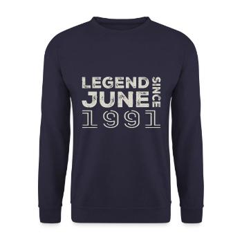 Juni 1991 Geburtstag Juni 1991 Juni Geschenk 1991 - Unisex Pullover - Navy - Vorne - Alina (178cm) & Michal (187cm)