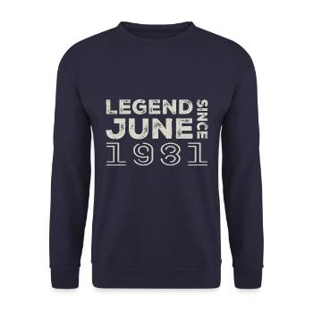 Juni 1981 Geburtstag Juni 1981 Juni Geschenk 1981 - Unisex Pullover - Navy - Vorne - Alina (178cm) & Michal (187cm)