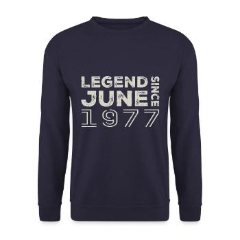 June 1977 Birthday June 1977 June Gift 1977 - Unisex Sweatshirt - navy - Front - Alina (178cm) & Michal (187cm)