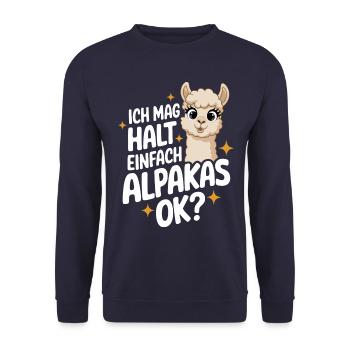 Alpaca llama alpacas animal - Unisex Sweatshirt - navy - Front - Alina (178cm) & Michal (187cm)
