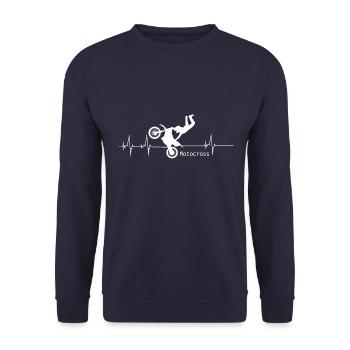 Motocross Herzschlag - Unisex Pullover - Navy - Vorne - Alina (178cm) & Michal (187cm)