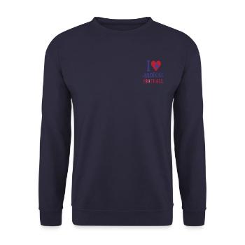 FoundLux, I LOVE AMERICAN FOOTBALL - Unisex Pullover - Navy - Vorne - Alina (178cm) & Michal (187cm)