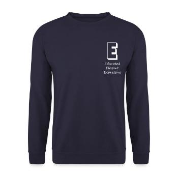 Lettre et caractères (E) - Sweat-shirt Unisexe - marine - Devant - Alina (178cm) & Michal (187cm)