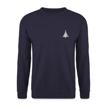 Weihnachtsbaum modern [white] - Unisex Pullover - Navy - Vorne - Alina (178cm) & Michal (187cm)
