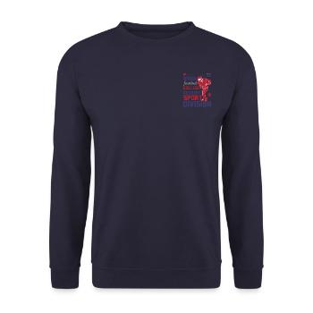 FoundLux, AMERICAN FOOTBALL COLLEGE sport d’équipe - Sweat-shirt Unisexe - marine - Devant - Alina (178cm) & Michal (187cm)